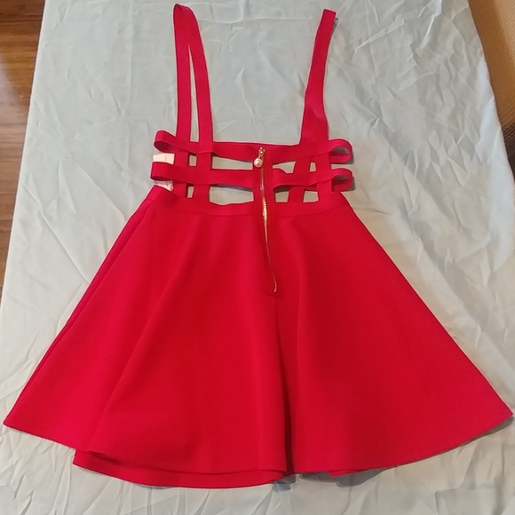 Red Suspender Skirt NWT - Picture 1 of 11